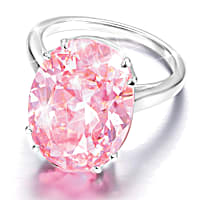 Diamonesk Majestic Pink Womens Sterling Silver Ring