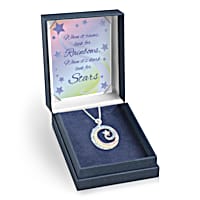Rainbows And Stars Womens Sterling Silver Pendant Necklace With Swarovski Crystals