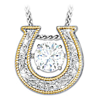 Horseshoe Pendant With 18K Gold-Plated Accents And A White