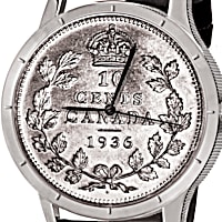 割引価格 Canadian Dot Dime Stainless Steel Watch With A Black Leather その他