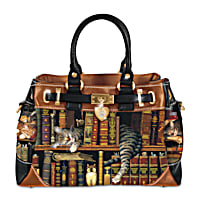 洋書 BRADFORD EXCHANGE Purr-fect Tales Handbag With Adjustable Shoulder Strap