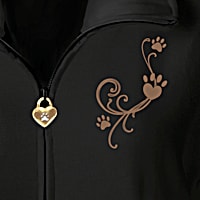 MystiCool Cat Black Cotton-Blend Knit Hoodie Featuring Cat Art