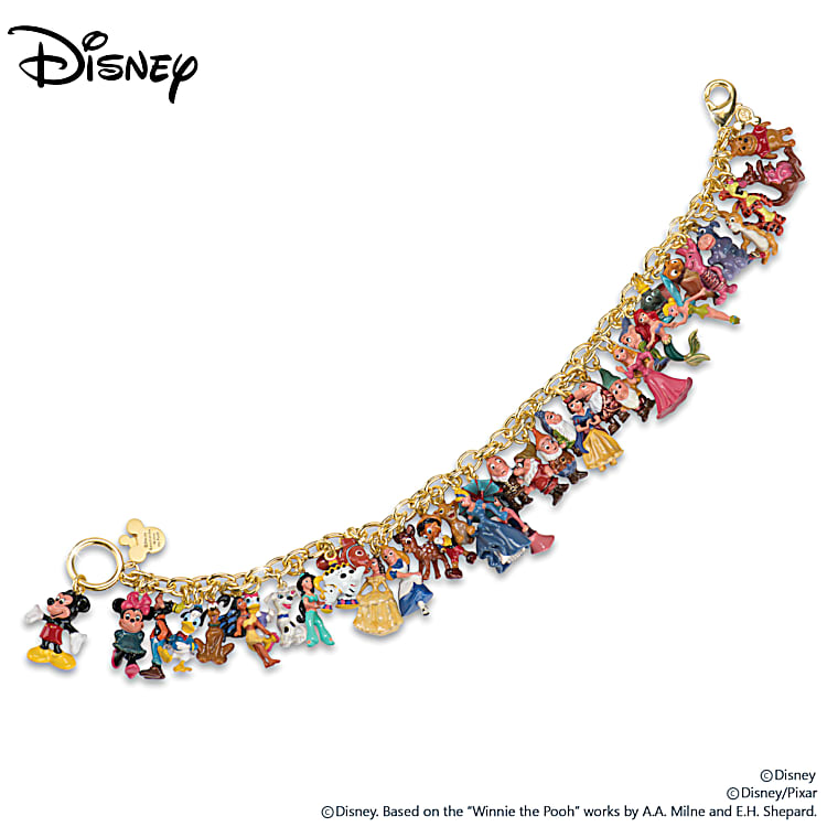 Gold disney charm bracelet hot sale