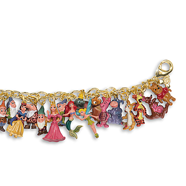 Gold disney charm bracelet hot sale