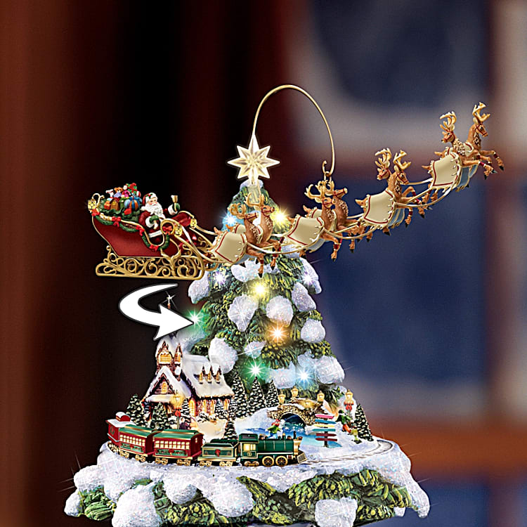 Thomas Kinkade Animated Tabletop Christmas Tree With Train: Wonderland  Express