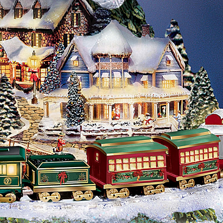 Thomas Kinkade Animated Tabletop Christmas Tree With Train Wonderland Express