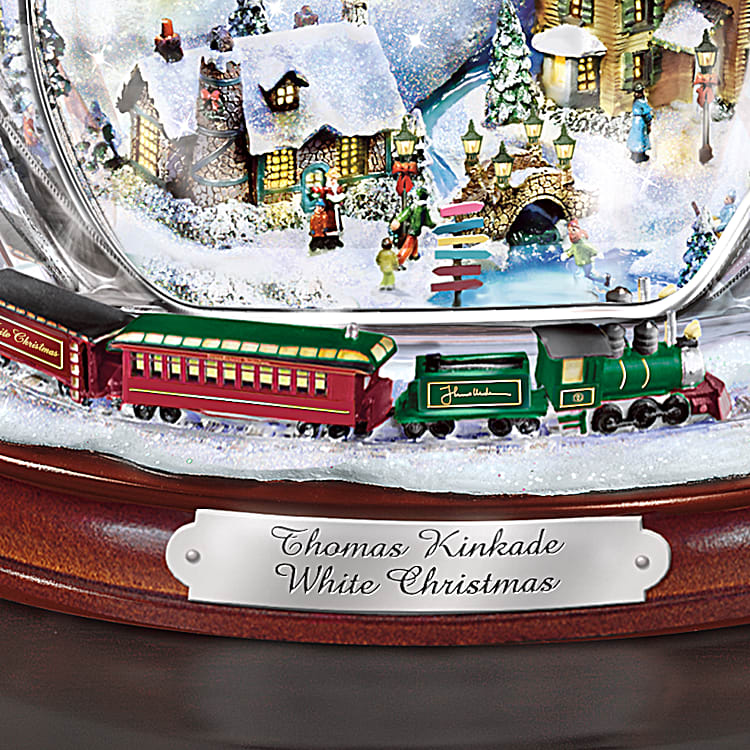 Thomas Kinkade Crystal Snowman Figurine Featuring Light Up Village