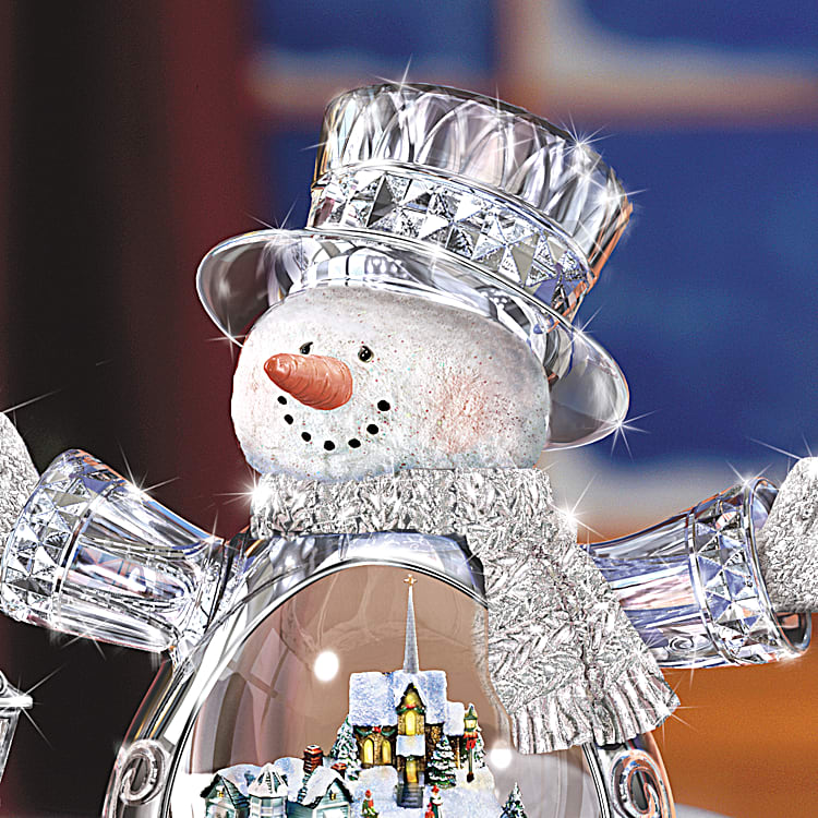 Thomas Kinkade Crystal Snowman Figurine Featuring Light-Up