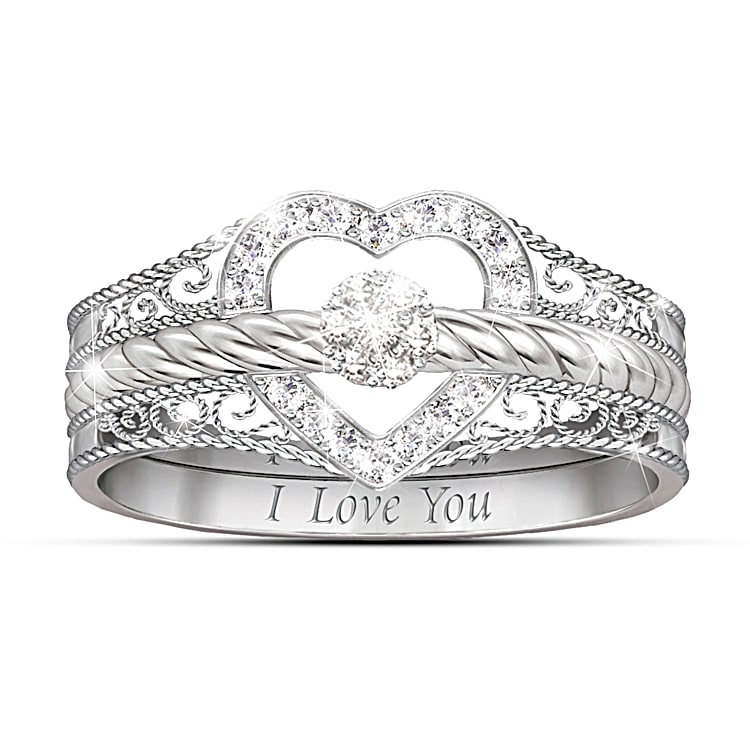 Heart stackable ring sales