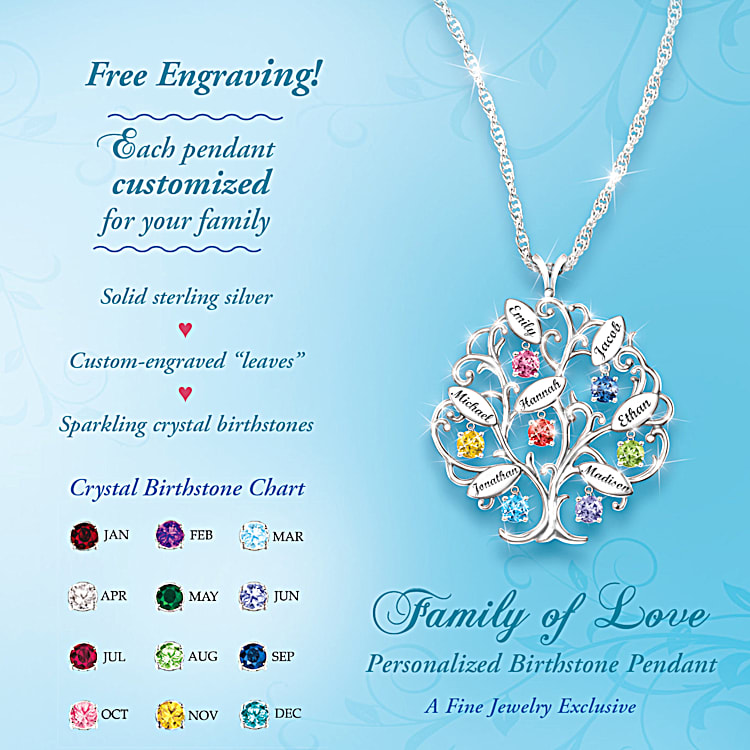 Family tree birthstone jewelry shop