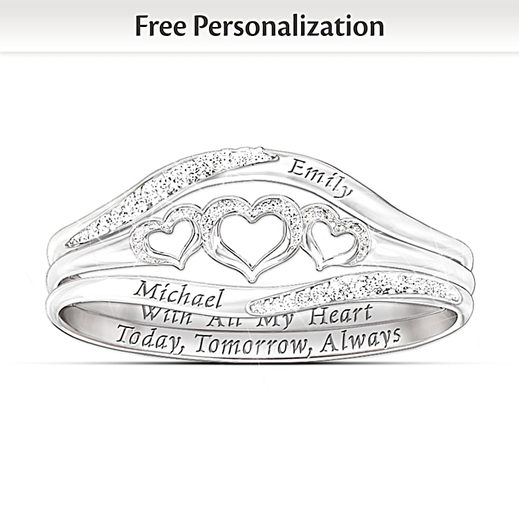 Womens Ring With All My Heart Personalized Diamond Ring