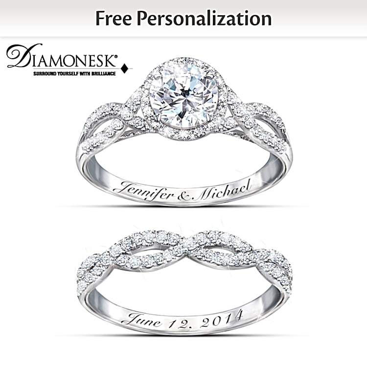 4 Carat Simulated Diamond Personalized Bridal Ring Set