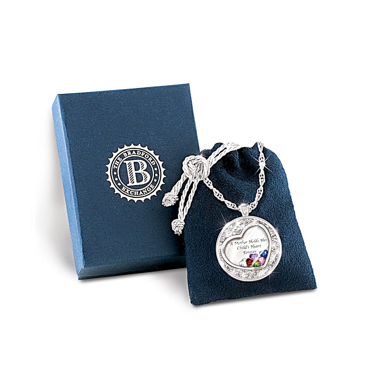 Mother and child necklace with birthstones discount
