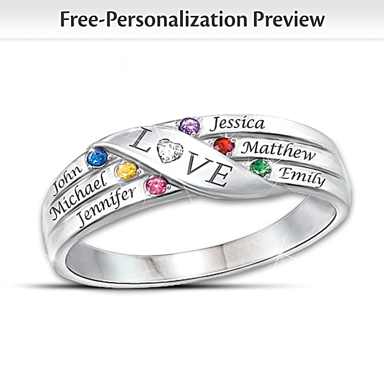 Womens Ring Love Holds Our Family Together Personalized Diamond Ring