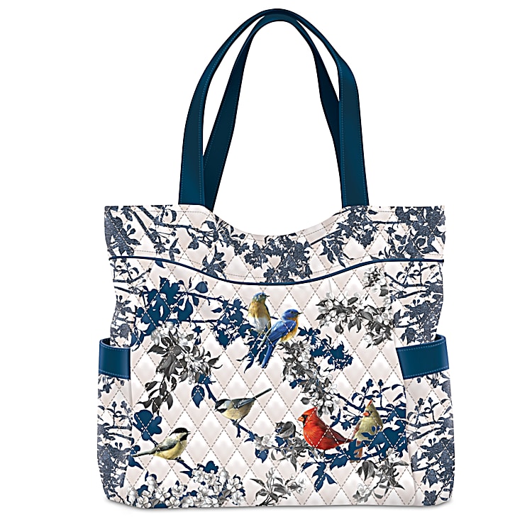 Songs Of Spring Quilted Tote Bag Featuring James Hautman Songbird Art