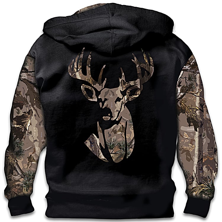 10-Point Buck Mens Zip Up Camo Hoodie