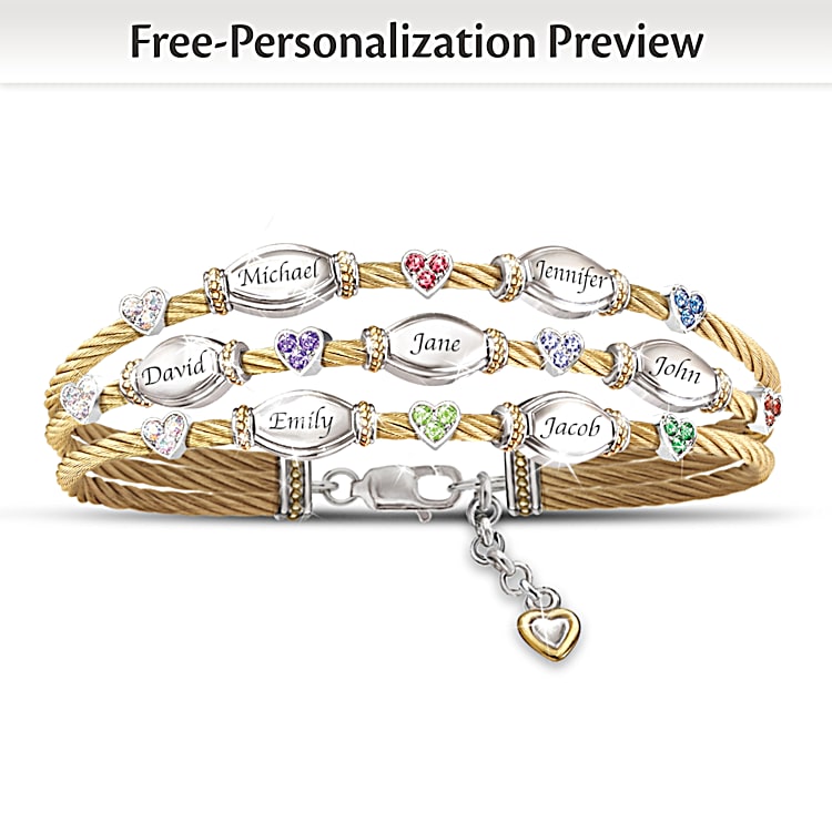 Name bracelet with birthstone hotsell