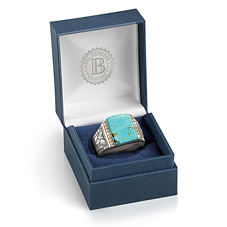 Gold turquoise ring mens on sale