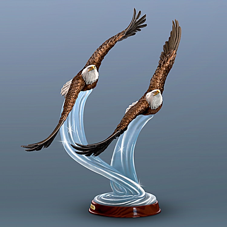American Bald Eagle Soaring Splendor Hand-Painted Sculpture With