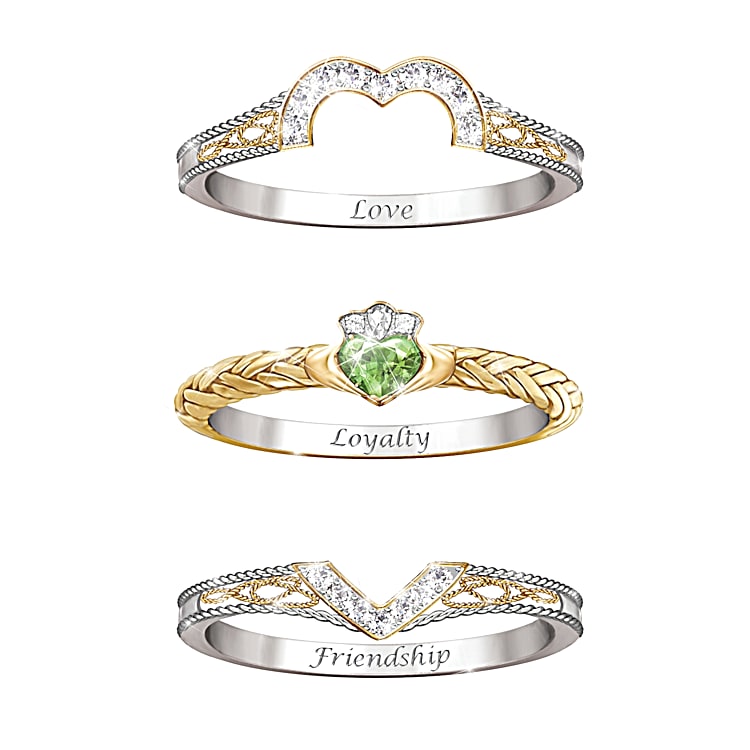 Heart Of Ireland Heart Shaped Diamonesk Womens Stacking Ring