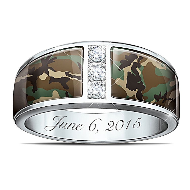 Camo His And Hers Personalized Engraved Wedding Ring Set