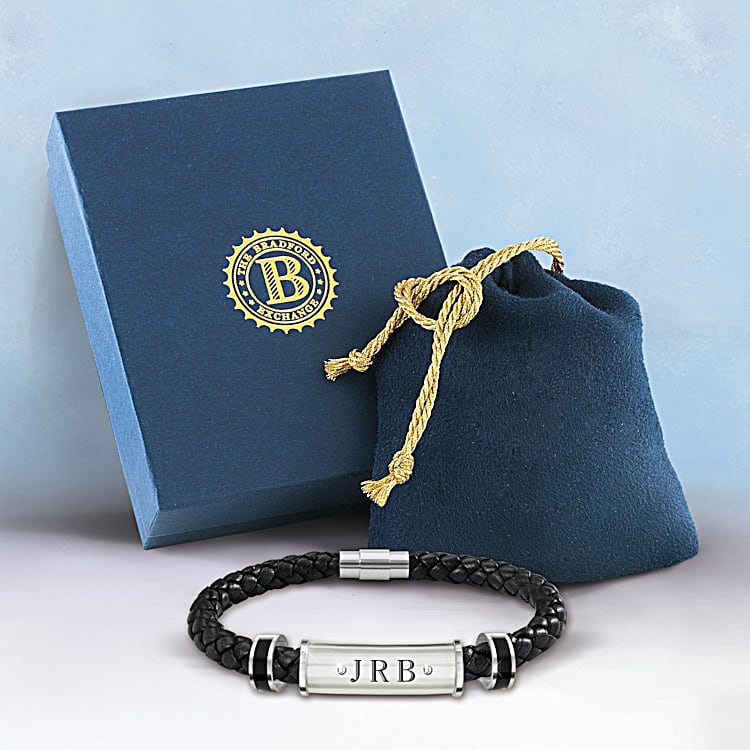 My Son My Pride My Joy Personalized Leather And Stainless Steel Bracelet