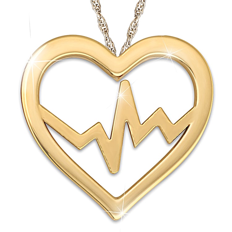 Heart rhythm necklace gold sale