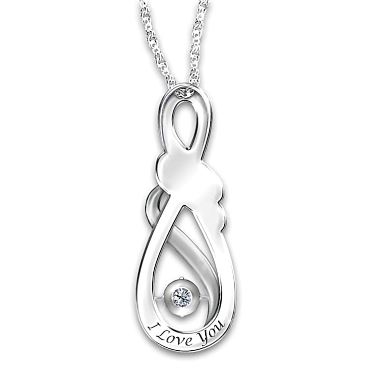 I Love You Brilliant Motions Personalized Diamond Pendant Necklace