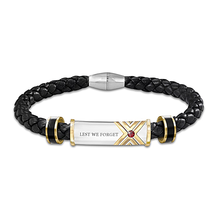 Lest We Forget Mens Leather Bracelet