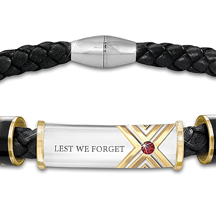 Lest We Forget Mens Leather Bracelet