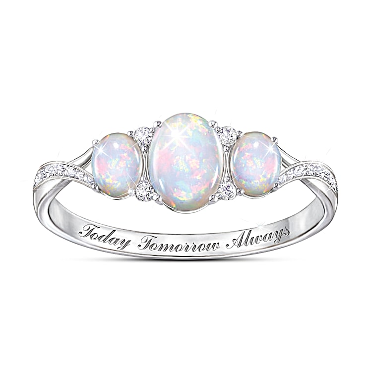 Opal and white topaz ring shop