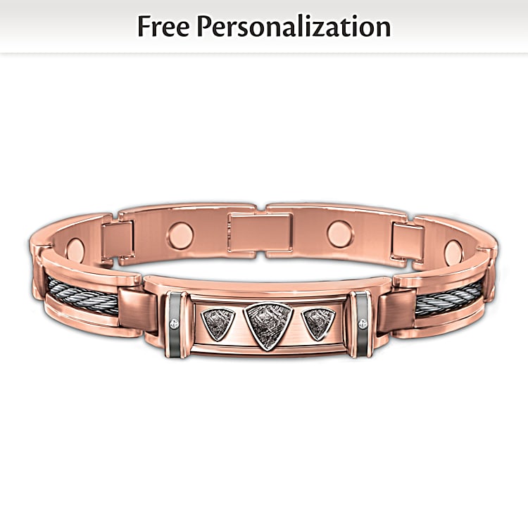 Mind Body And Spirit Personalized Mens Copper Healing Bracelet