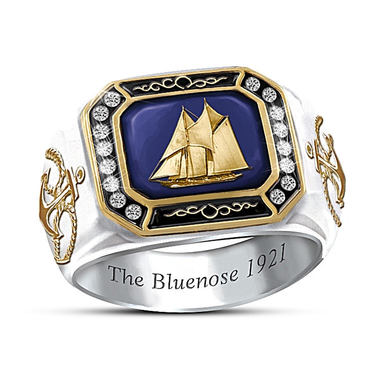 The Bluenose 1921 Mens Ring With Sparkling Crystals