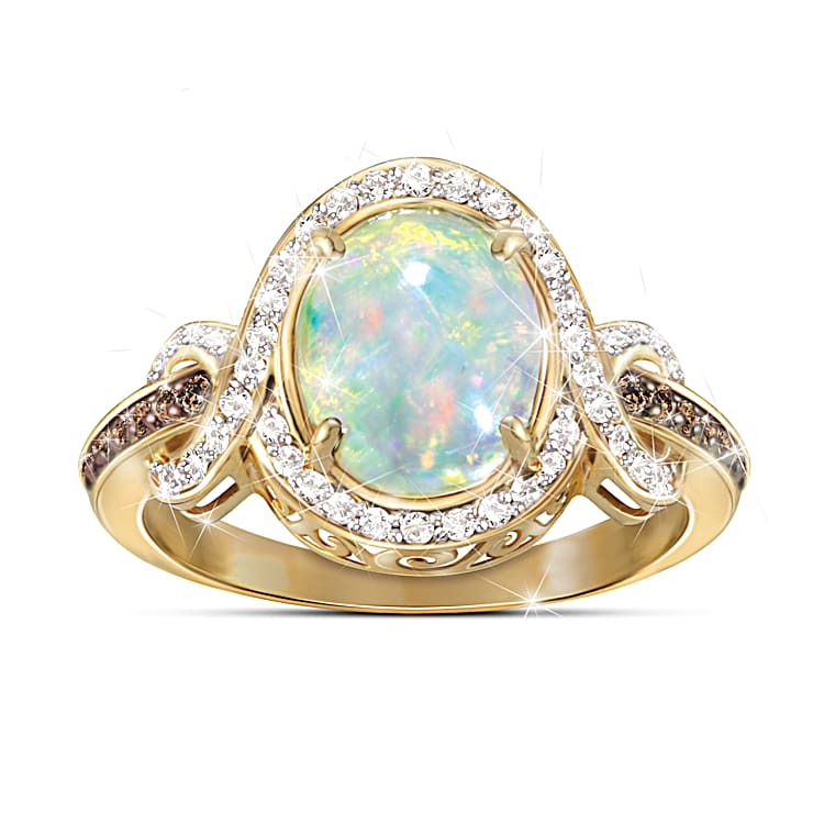 Opal and diamond white gold ring sales