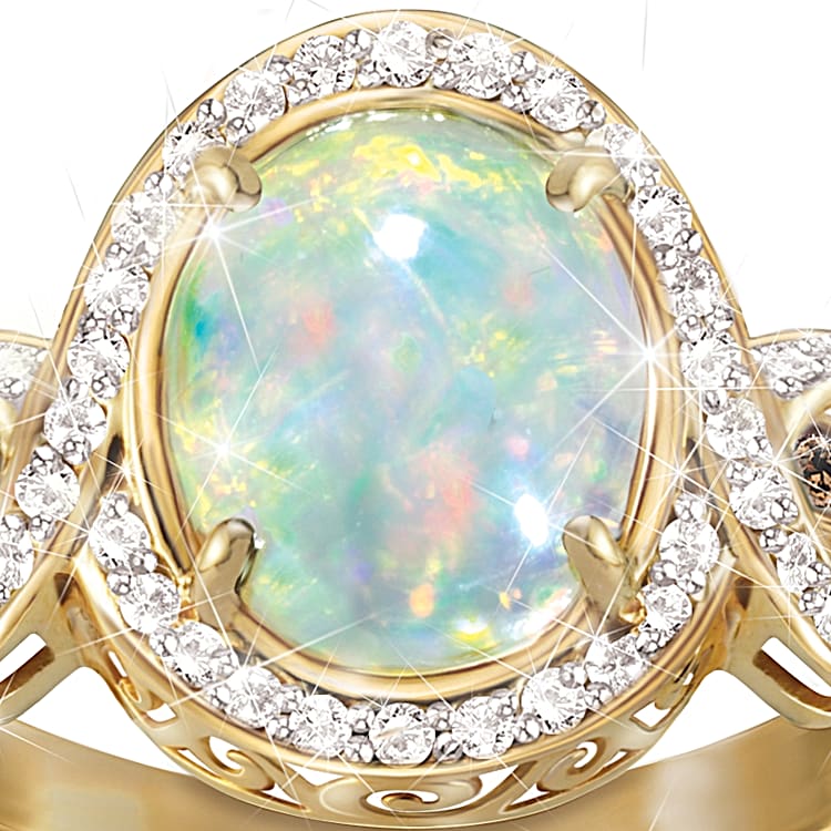 Opal and diamond ring yellow gold hotsell