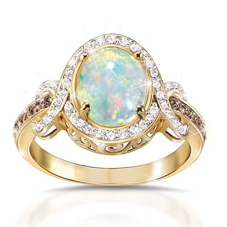 Opal diamond gold ring on sale