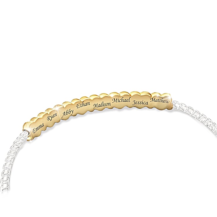 Gold bracelets with names discount