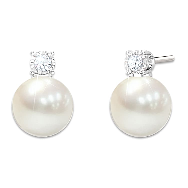 Precious Granddaughter Cultured Pearl And Diamond Earrings