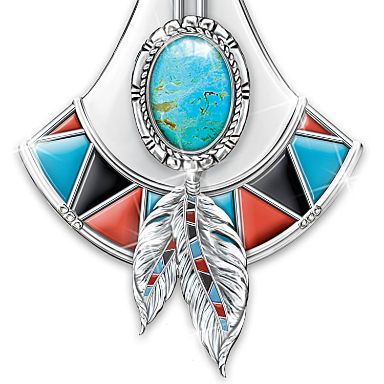Sacred Stone Womens Sterling Silver Necklace With Turquoise