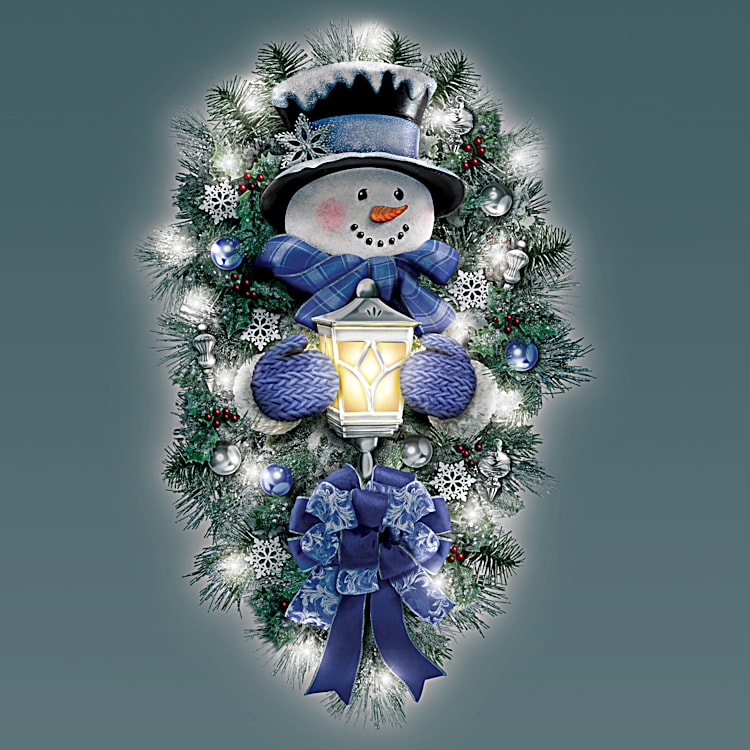 スノーマン　クリスマス　WELCOME WINTER Thomas Kinkade A Warm Winter Welcome Illuminated Holiday