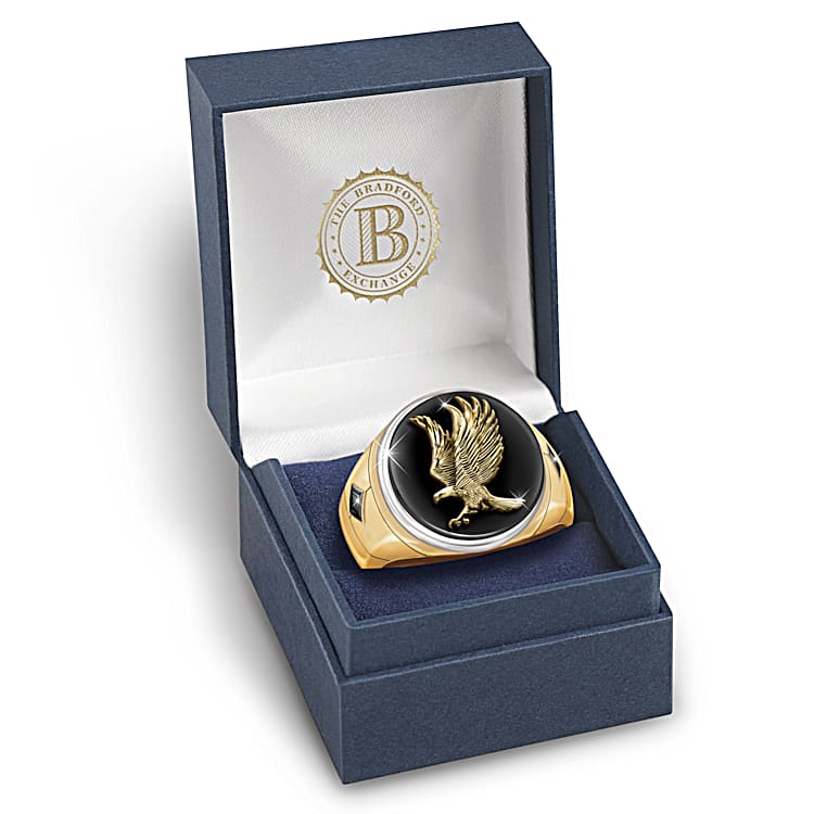 Wings Of Majesty Genuine Black Onyx Stone & 14K Gold Plated