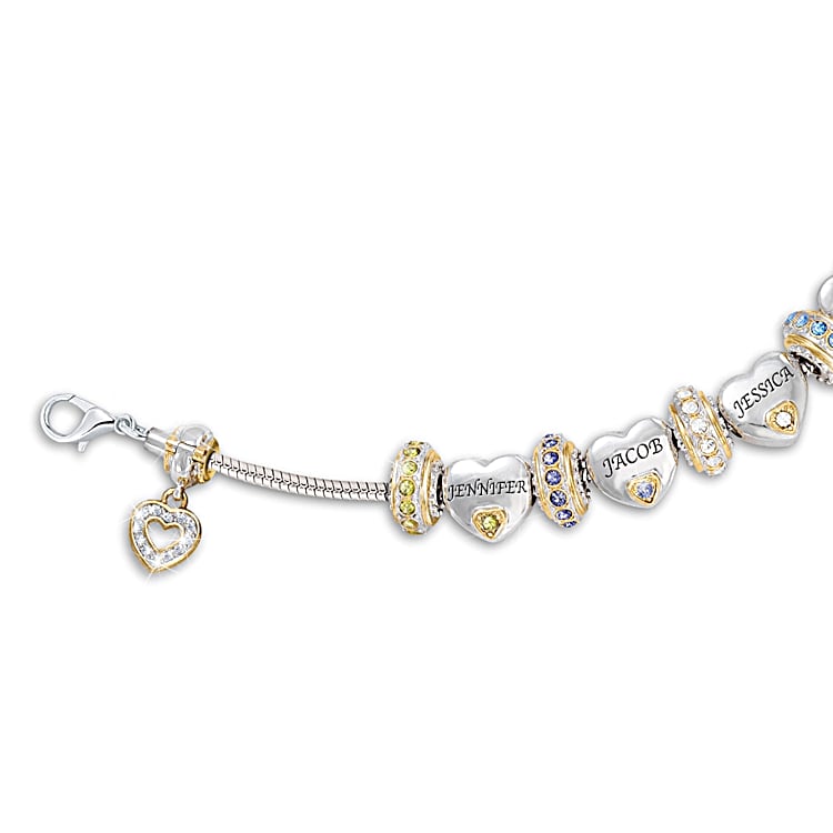 Forever In A Mothers Heart Womens Personalized Birthstone Charm Bracelet