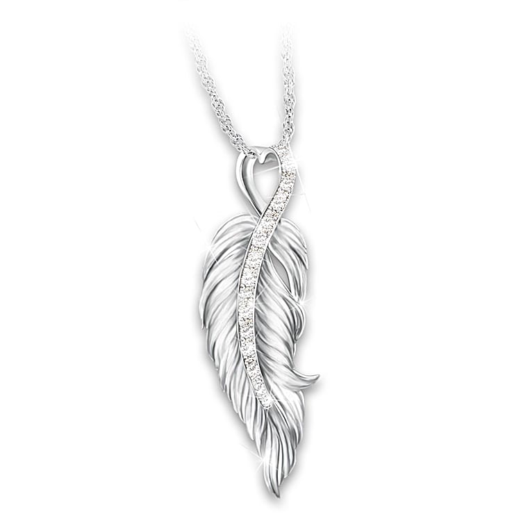 When Angels Are Near Womens Diamond Pendant Necklace