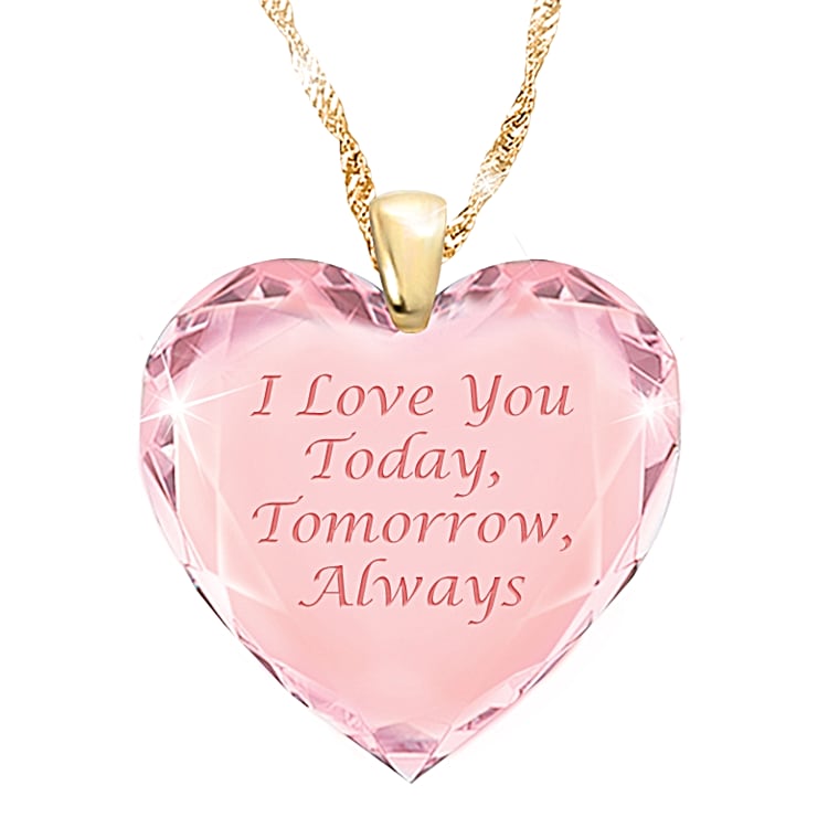 Love Blooms Forever Diamond Crystal Womens Heart Shaped Pendant