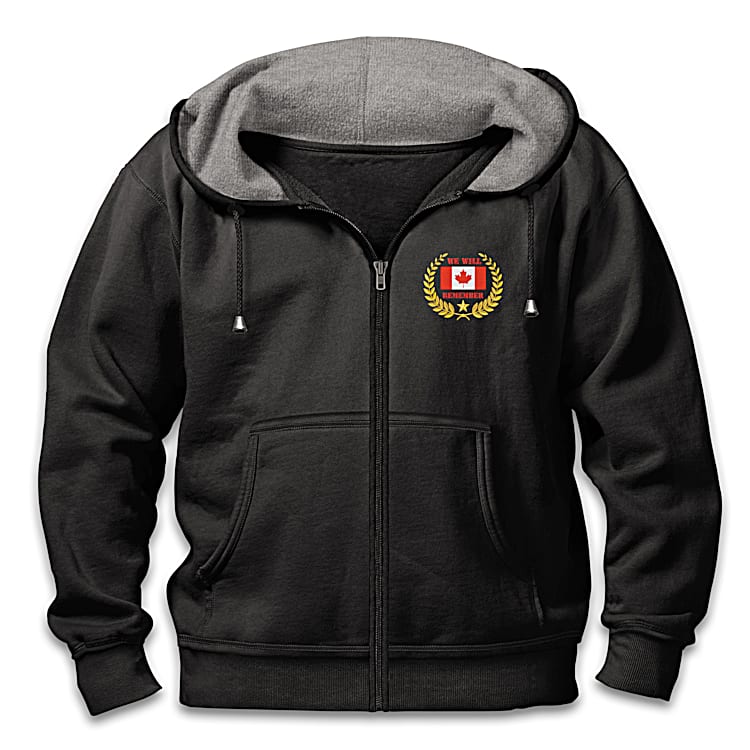 Canadian Veterans Mens Black Front Zip Hoodie Featuring Meaningful Symbolism And Art That Pays Tribute To Those Who Served In The Canadian Military