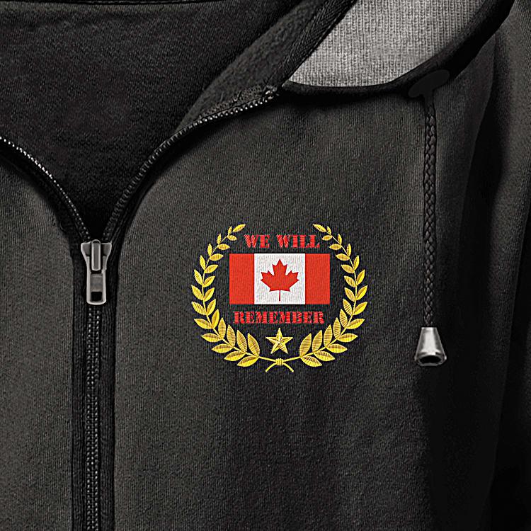 Canadian Veterans Mens Black Front Zip Hoodie Featuring Meaningful Symbolism And Art That Pays Tribute To Those Who Served In The Canadian Military