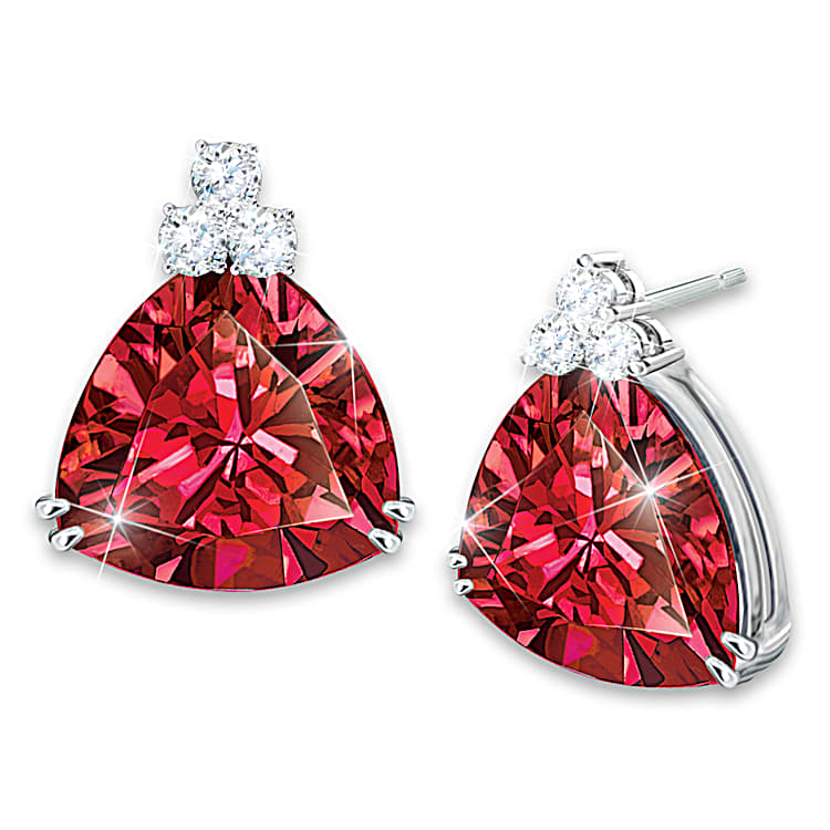 Rarest Red Diamonsek Pendant Necklace And Earrings Set With Deluxe