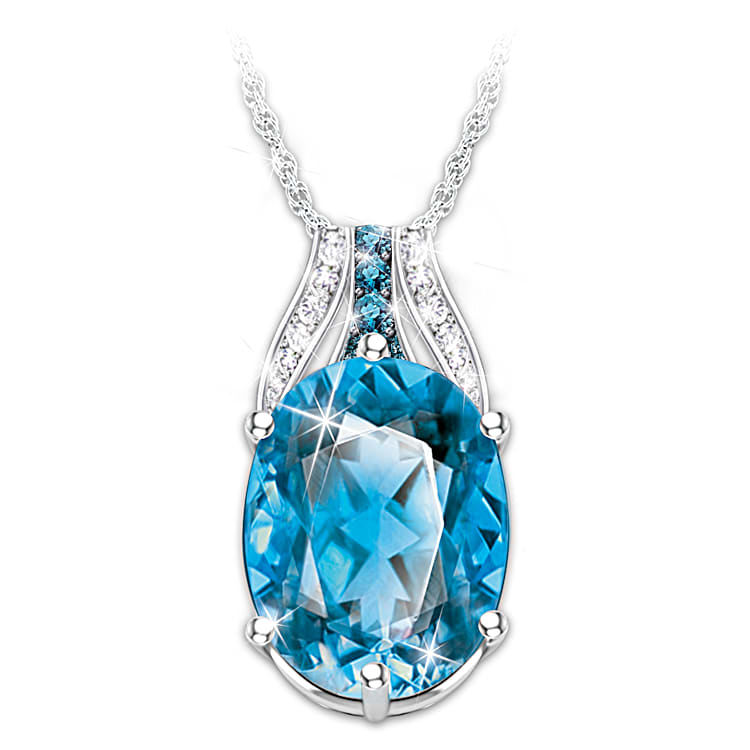 Large blue topaz pendant best sale