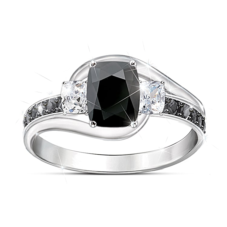 Black Velvet Womens Black Spinel Gemstone Ring