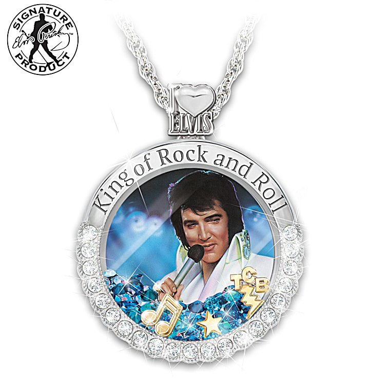 Nate Giorgio Rock And Roll Elvis Presley Womens Floating Crystal